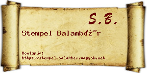 Stempel Balambér névjegykártya